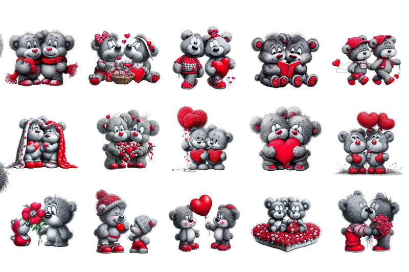 Valentine Bear Couple Clipart Bundle - CraftNest - Digital Crafting and Art