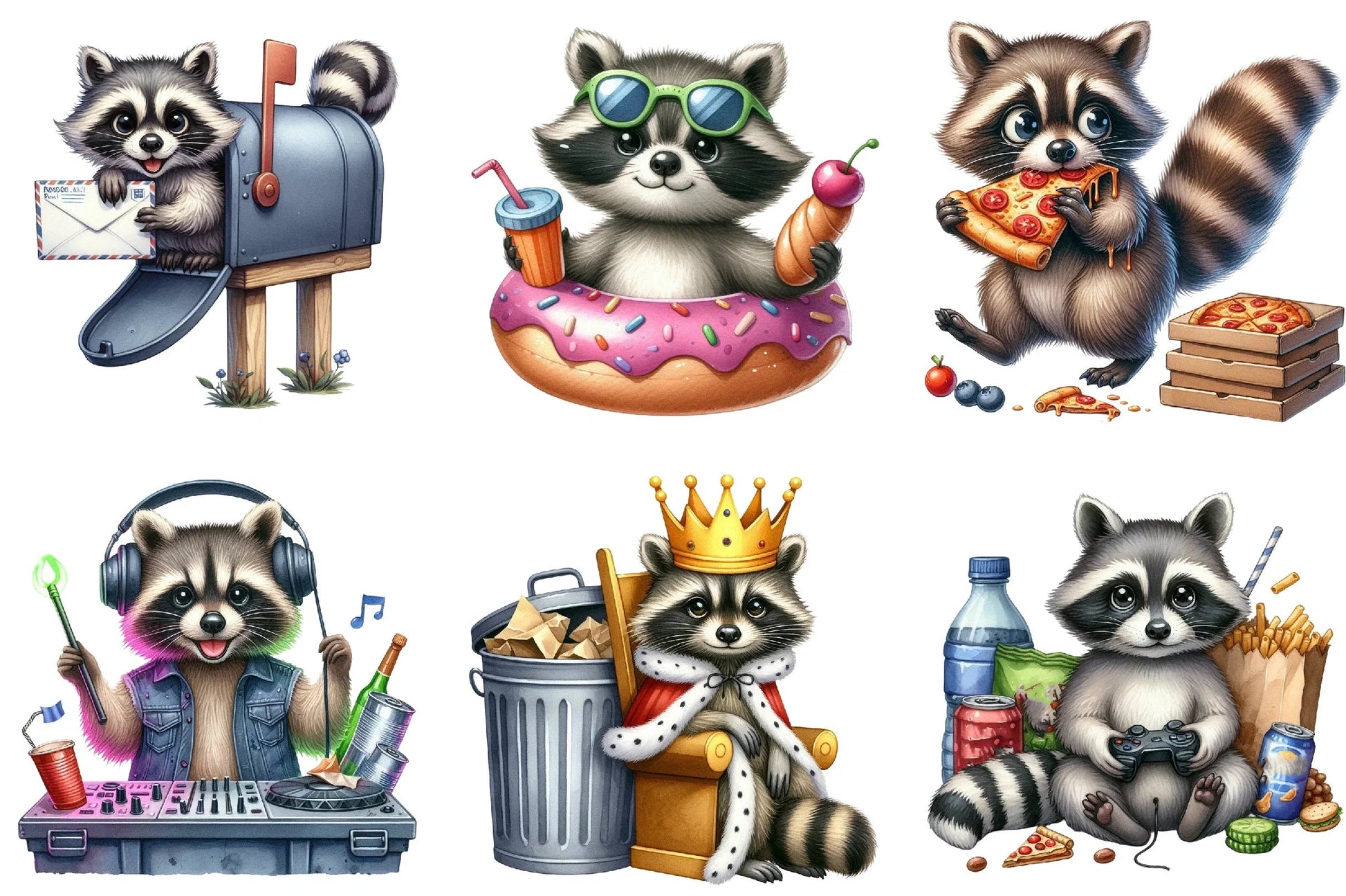 Funny Raccoon Clipart Bundle - CraftNest - Digital Crafting and Art