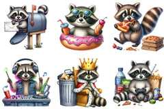 Funny Raccoon Clipart Bundle - CraftNest - Digital Crafting and Art