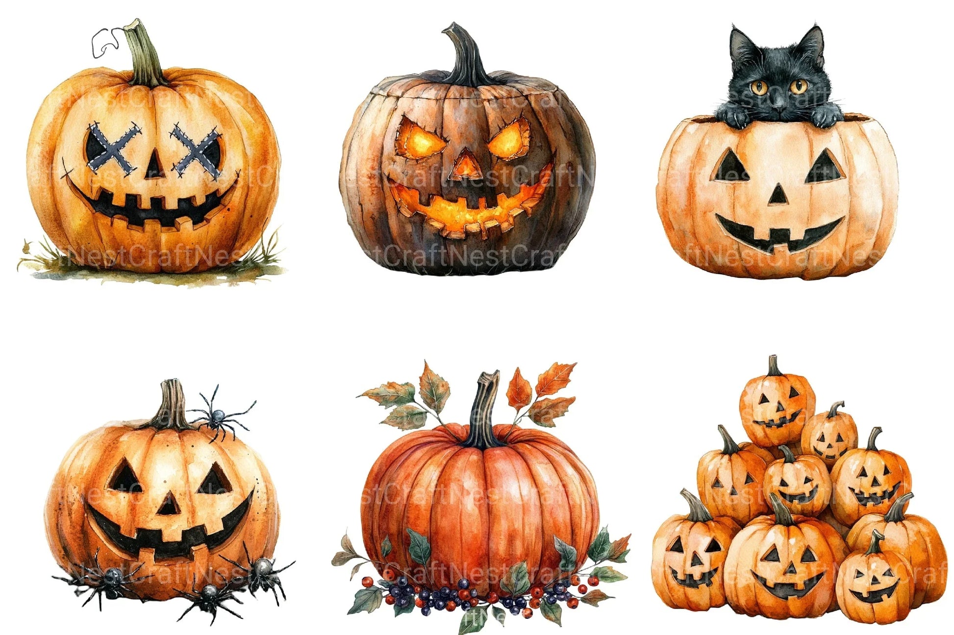 Halloween Pumpkin Clipart Bundle 1 - CraftNest - Digital Crafting and Art