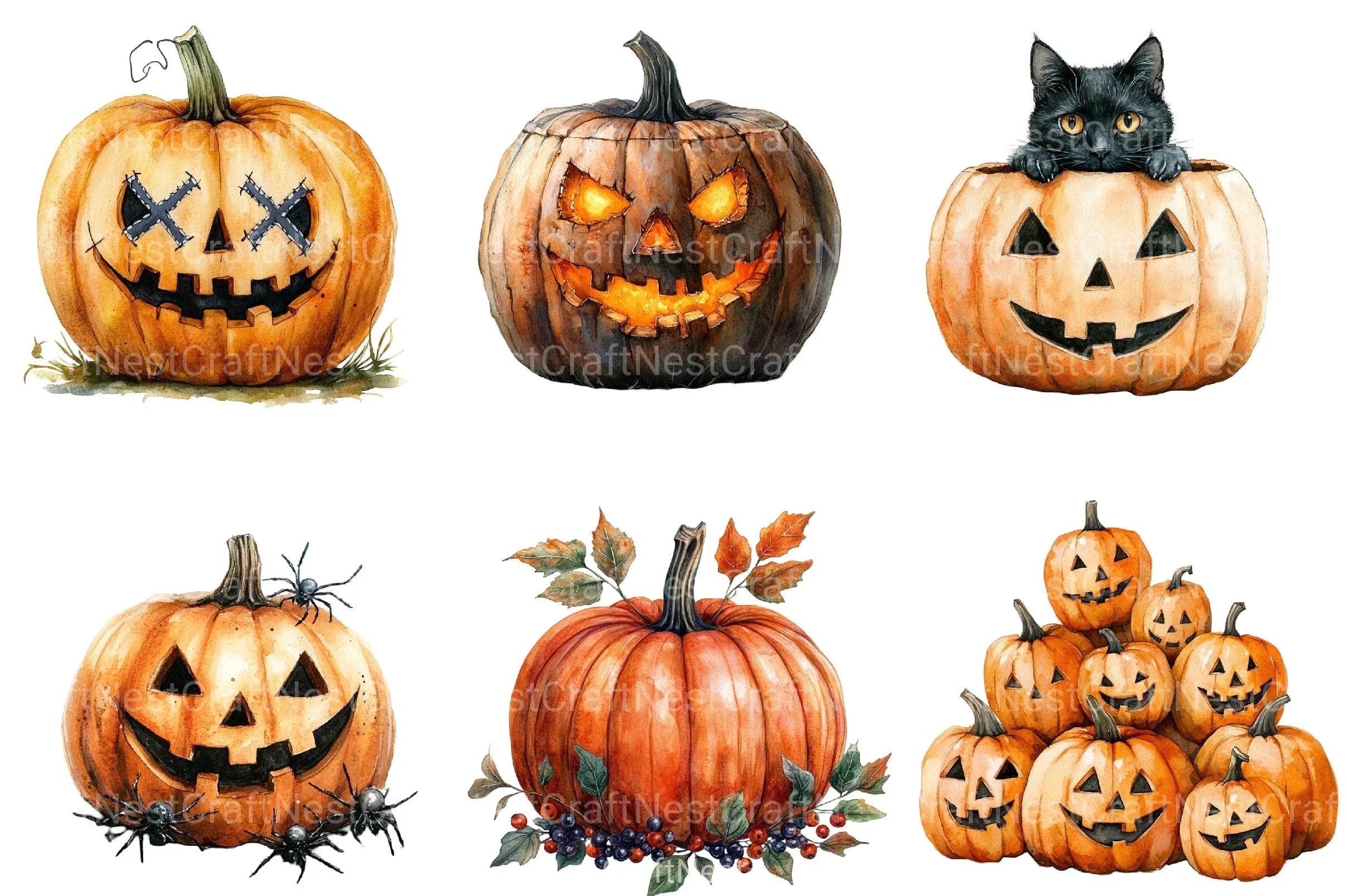Halloween Pumpkin Clipart Bundle 1 - CraftNest - Digital Crafting and Art