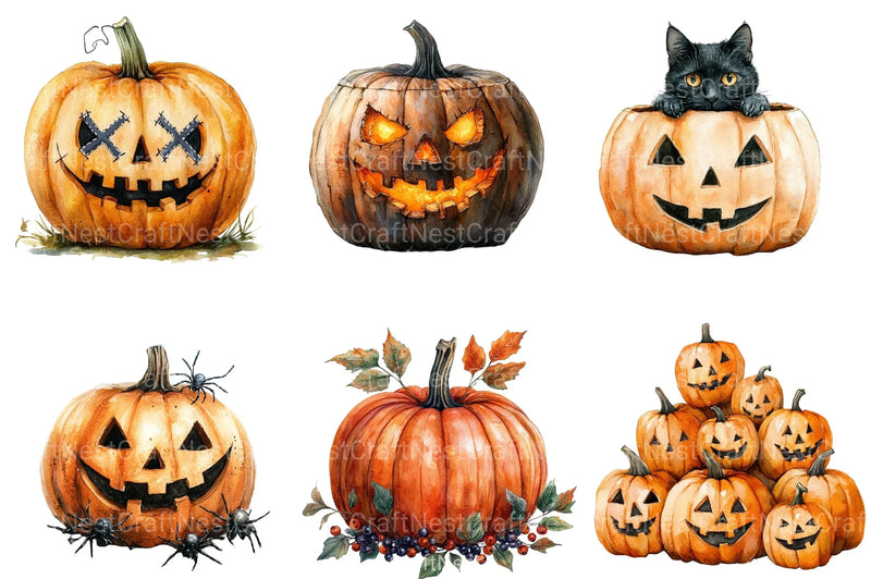 Halloween Pumpkin Clipart Bundle 1 - CraftNest - Digital Crafting and Art