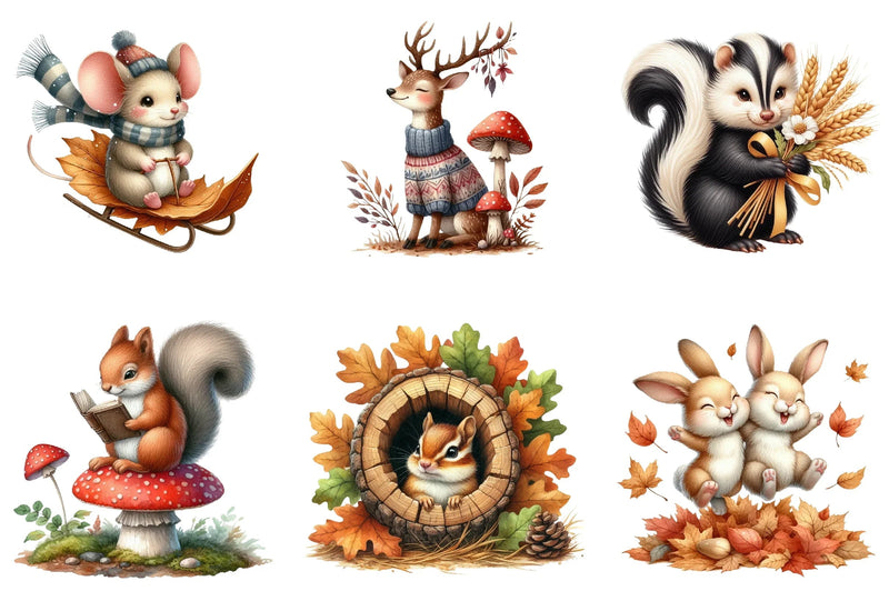 Fall Woodland Clipart Bundle - CraftNest - Digital Crafting and Art