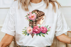 Girl with Peonies Flower Clipart Bundle 3 - CraftNest - Digital Crafting and Art