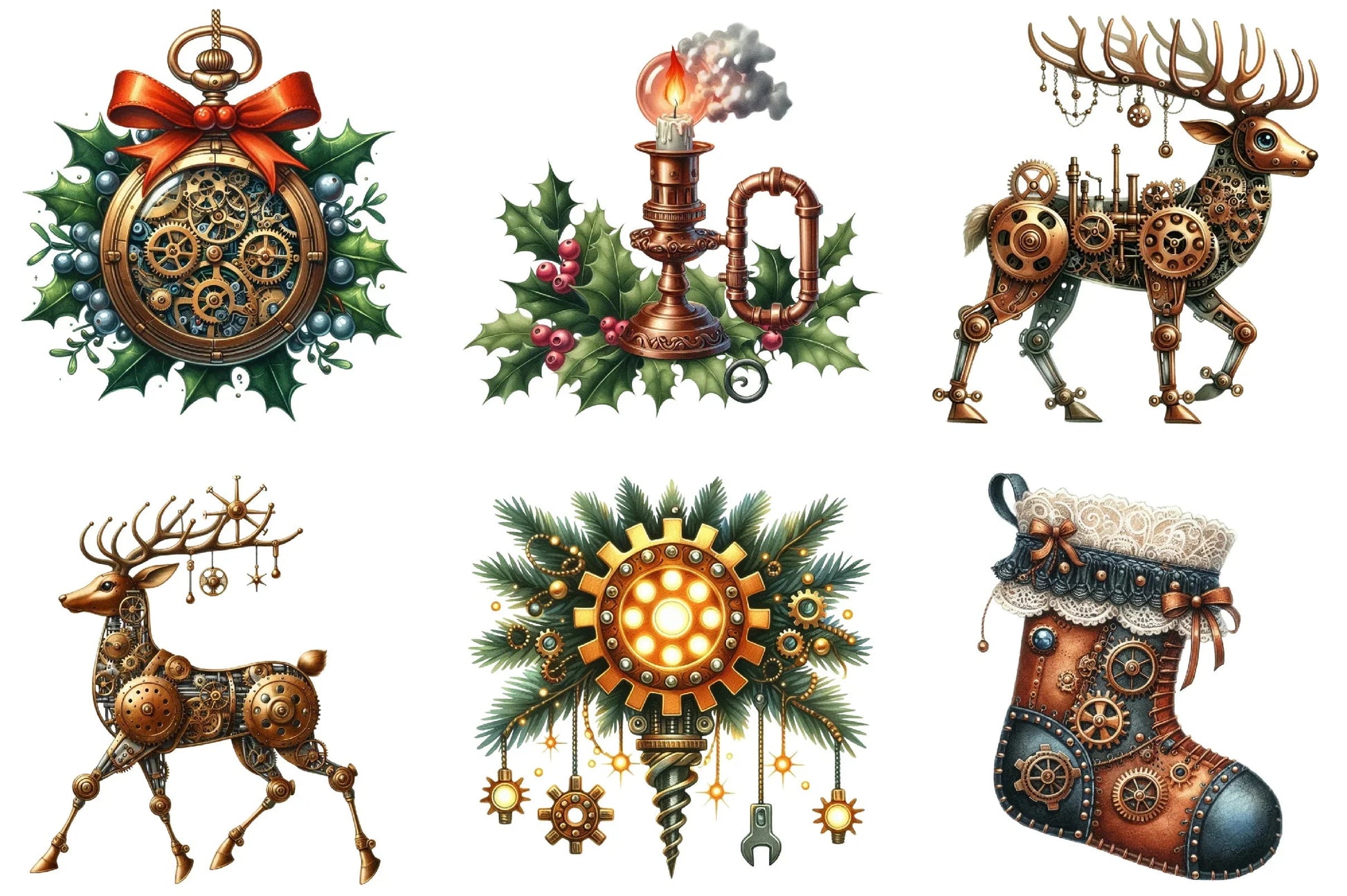 Steampunk Christmas Clipart Bundle P2 - CraftNest - Digital Crafting and Art