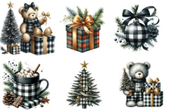 Luxury Plaid Black & White Christmas Clipart Bundle - CraftNest - Digital Crafting and Art