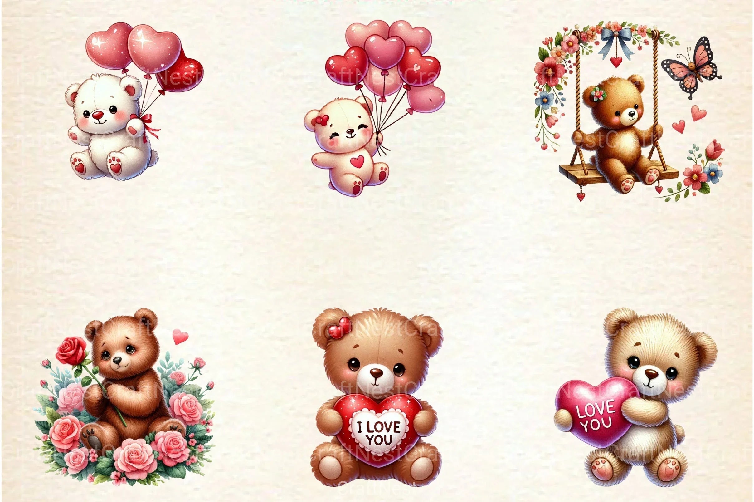 Valentine's Day Love Bear Clipart Bundle 88 - CraftNest - Digital Crafting and Art