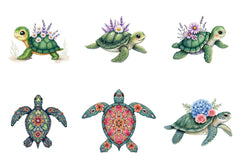 Floral Sea Turtles Clipart Bundle - CraftNest - Digital Crafting and Art
