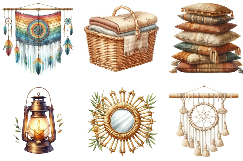 Boho Home Decor Clipart Bundle - CraftNest - Digital Crafting and Art