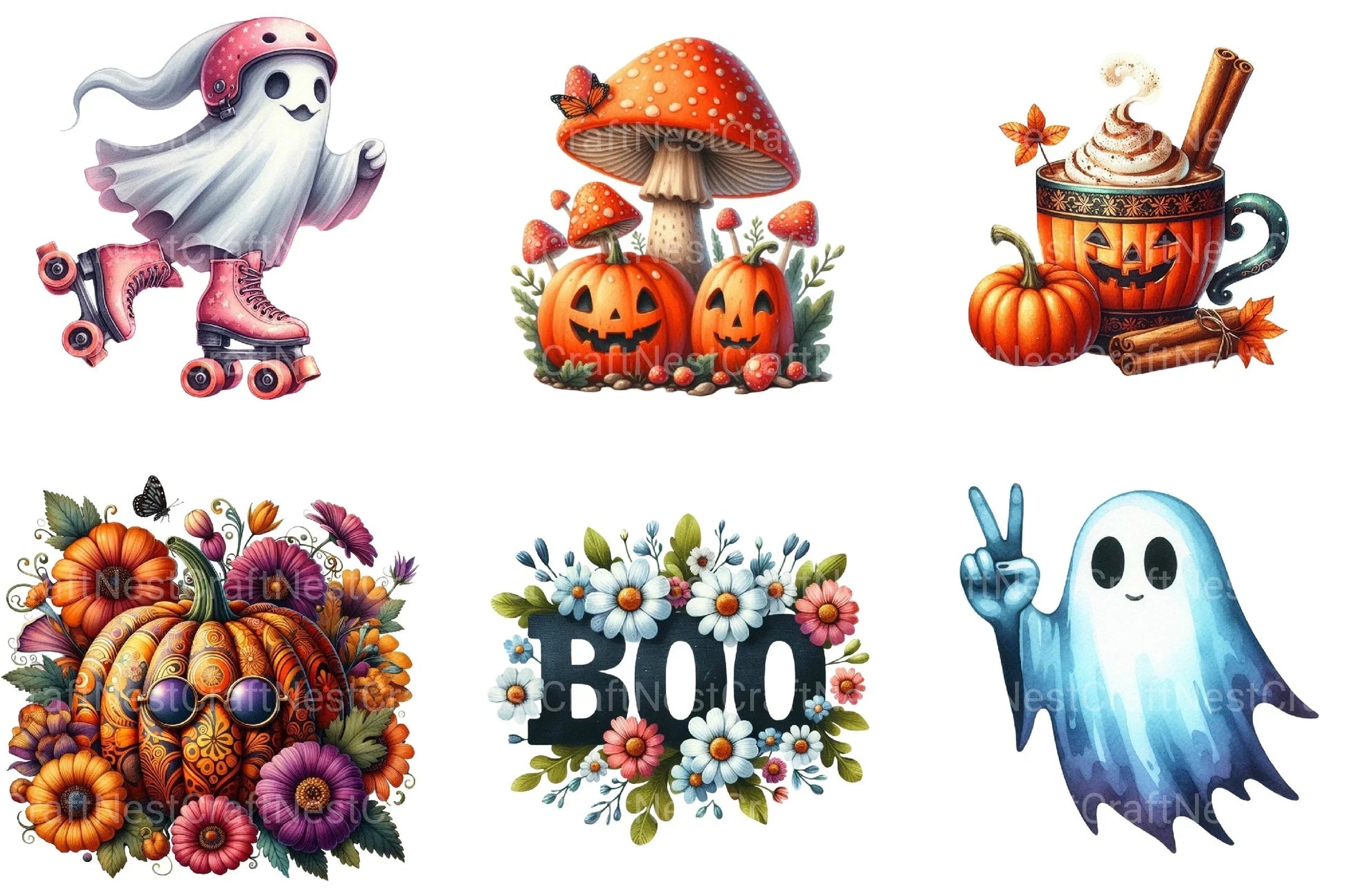 Retro Halloween Clipart Bundle 2 - CraftNest - Digital Crafting and Art