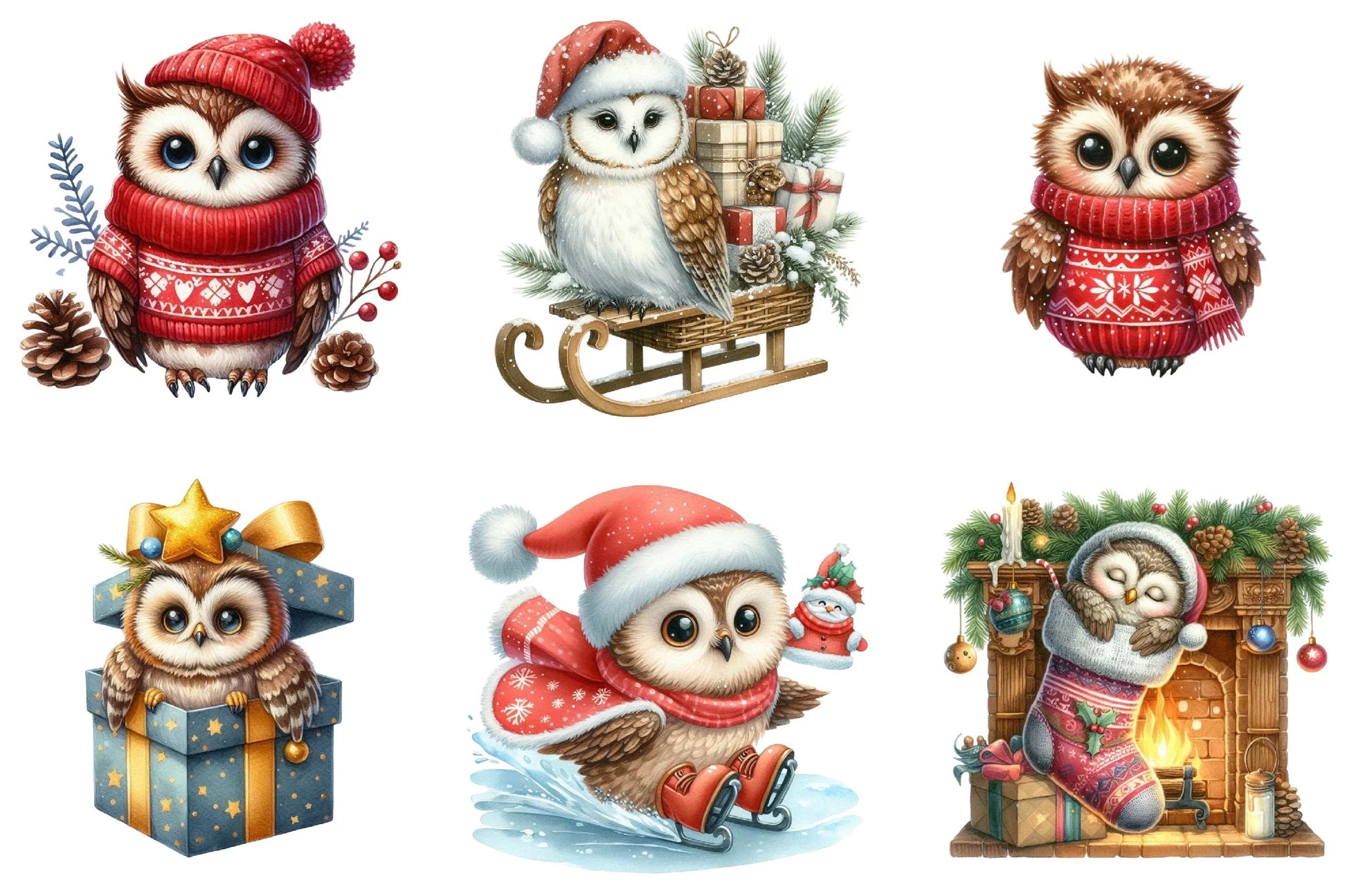 Christmas Cute Owl Clipart Bundle - CraftNest - Digital Crafting and Art