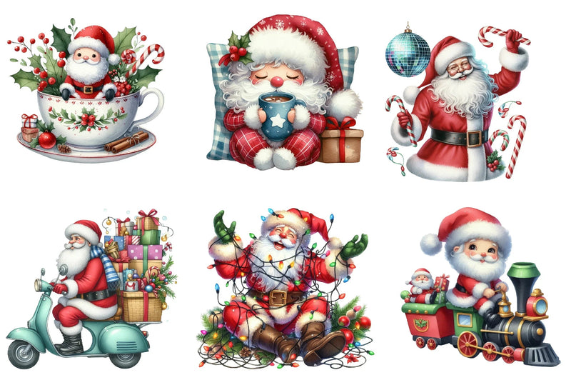 Funny Santa Claus Christmas Clipart Bundle - CraftNest - Digital Crafting and Art