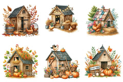 Autumn Chicken Coop Clipart Bundle 13 - CraftNest - Digital Crafting and Art