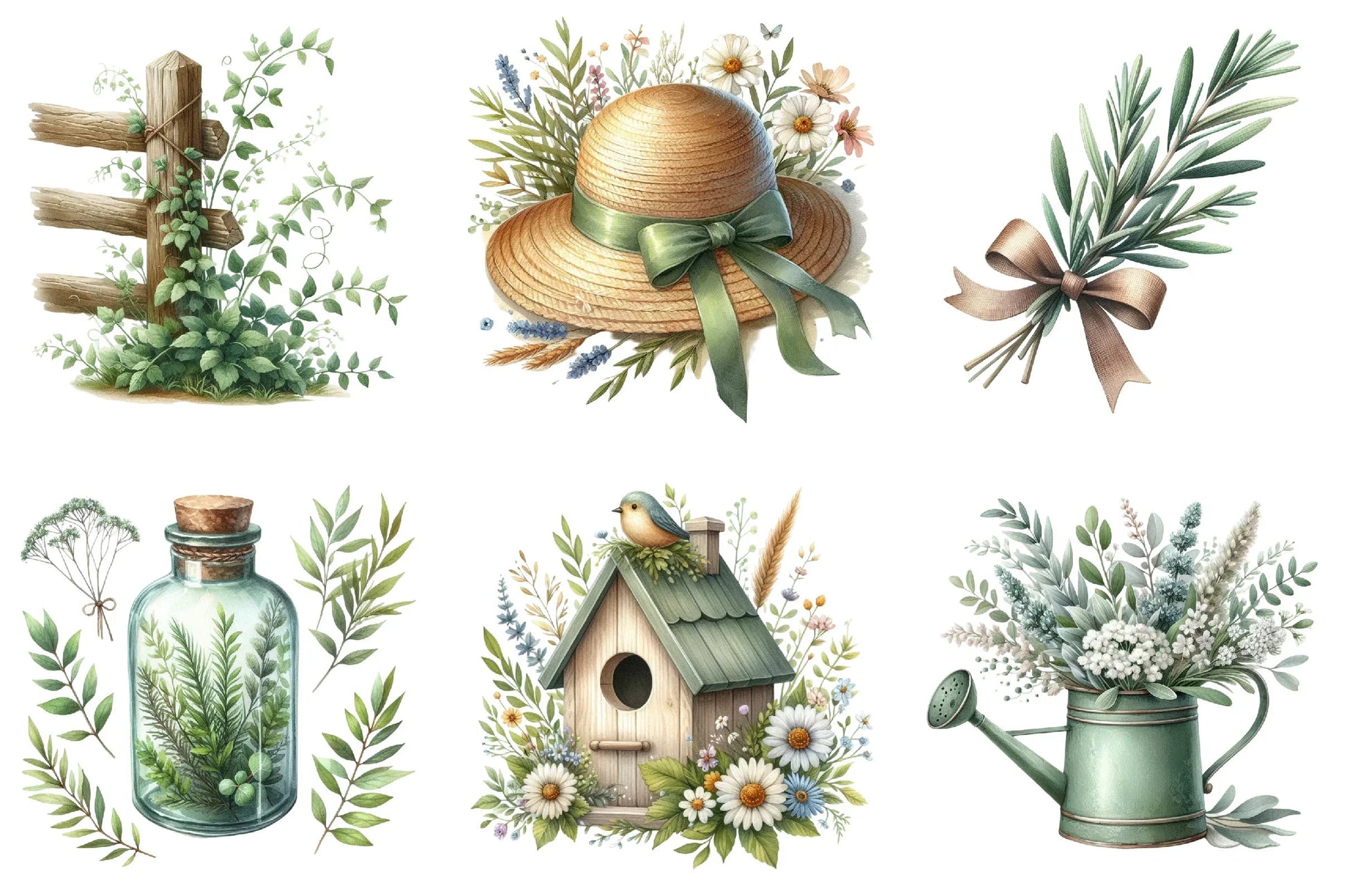 Sage Green Spring Clipart Bundle - CraftNest - Digital Crafting and Art