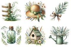 Sage Green Spring Clipart Bundle - CraftNest - Digital Crafting and Art