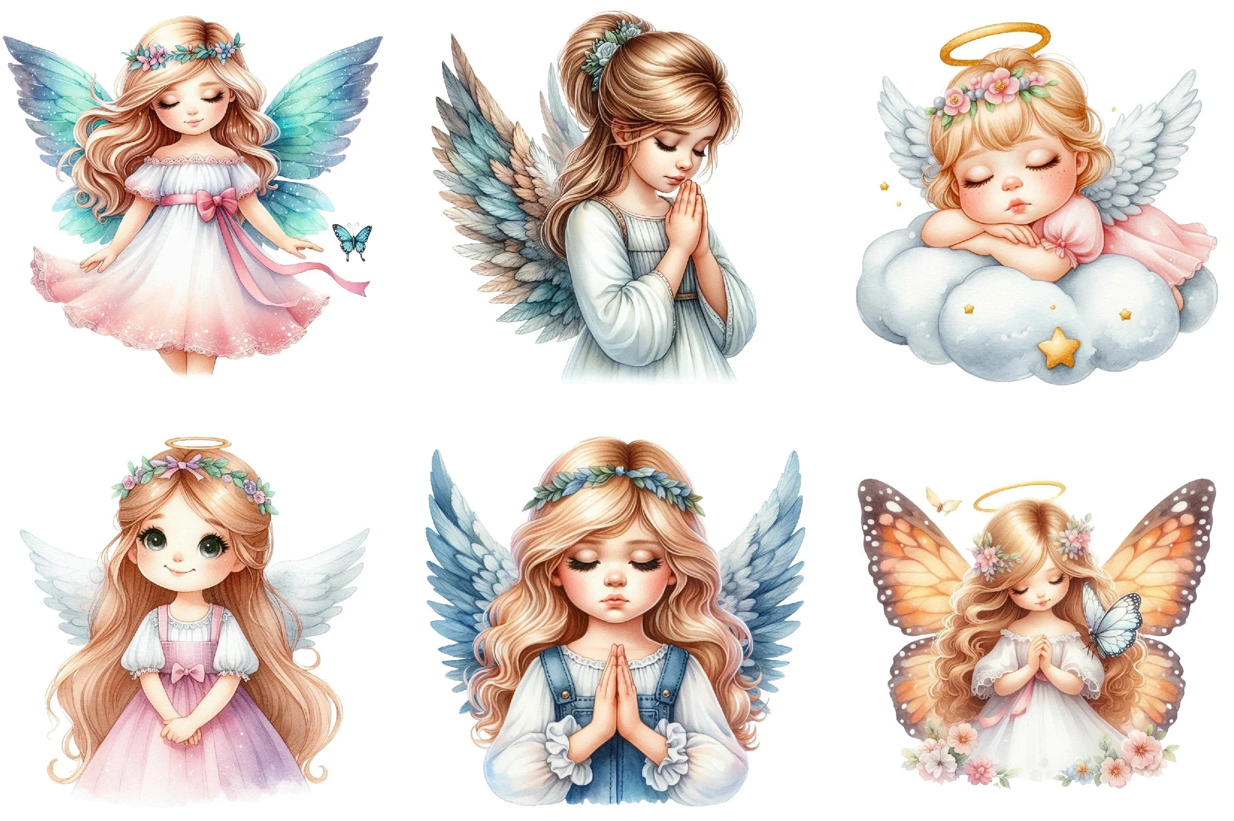 Cute Angel Girl Clipart Bundle - CraftNest - Digital Crafting and Art