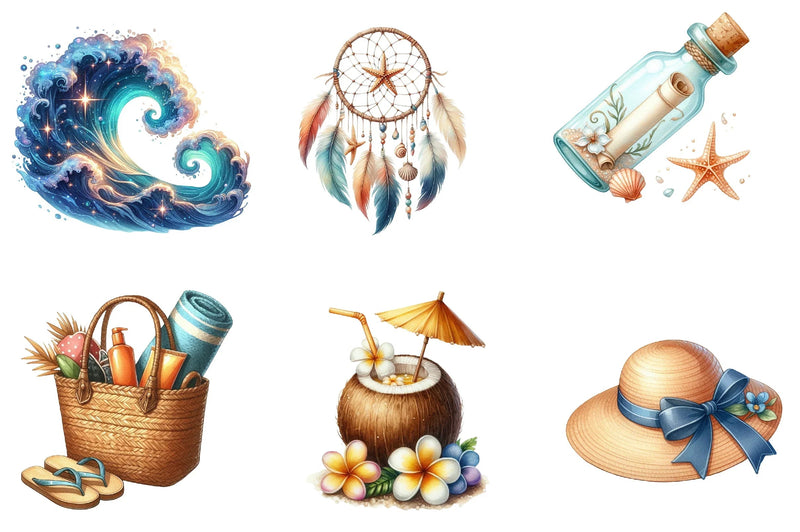 Coastal Summer Clipart Bundle - CraftNest - Digital Crafting and Art