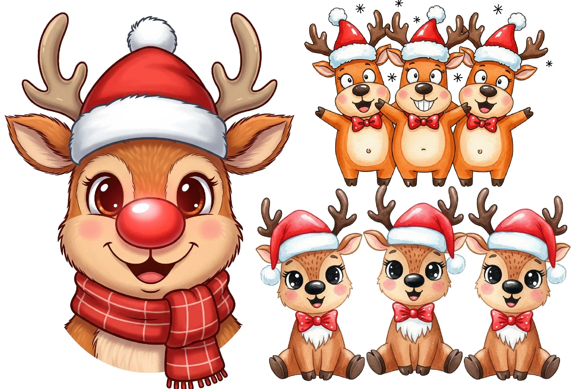 Cute & Funny Christmas Reindeer Clipart Bundle - CraftNest - Digital Crafting and Art