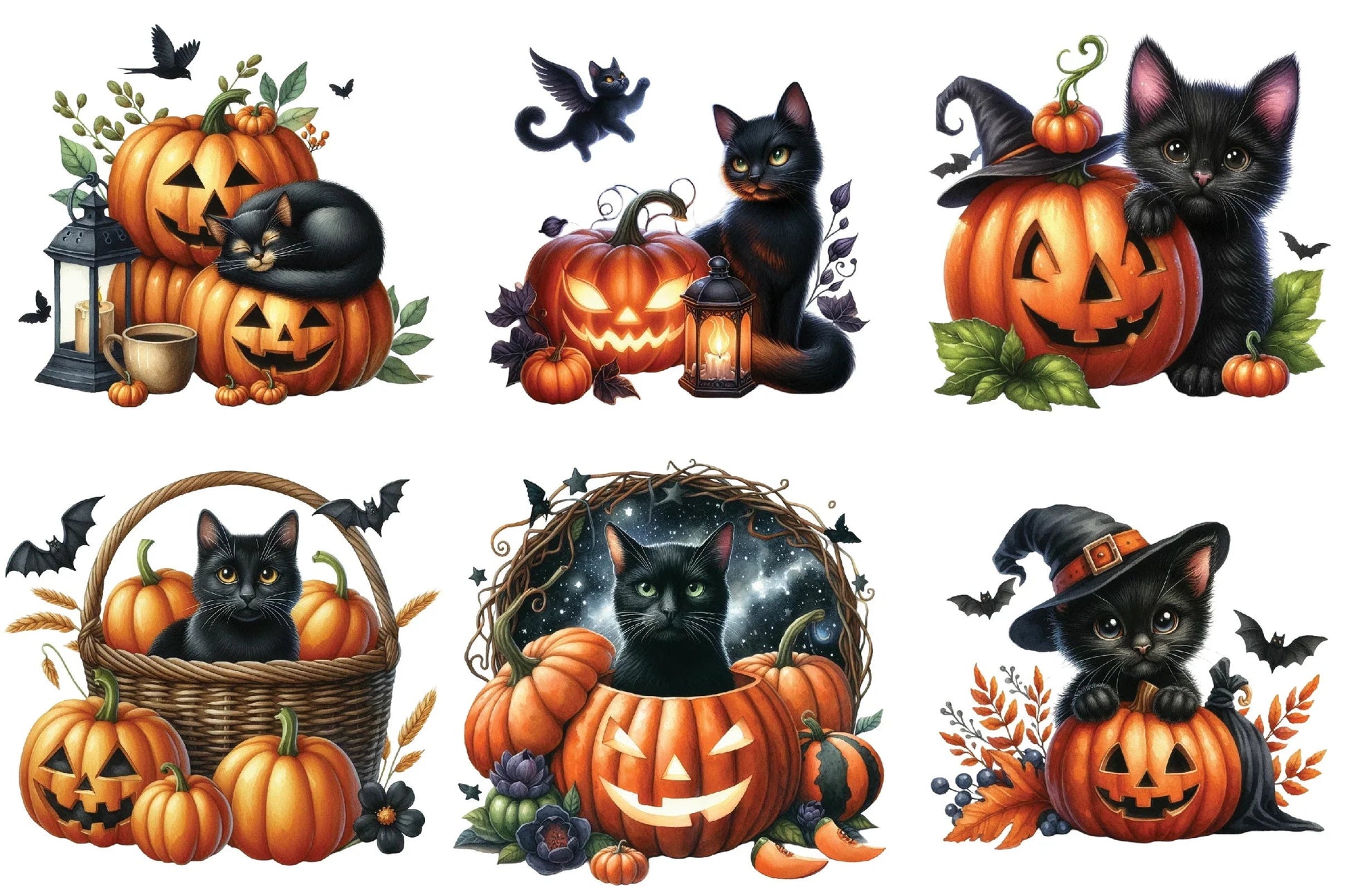 Black Cat and Pumpkin Halloween Clipart Bundle - CraftNest - Digital Crafting and Art