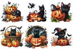 Black Cat and Pumpkin Halloween Clipart Bundle - CraftNest - Digital Crafting and Art