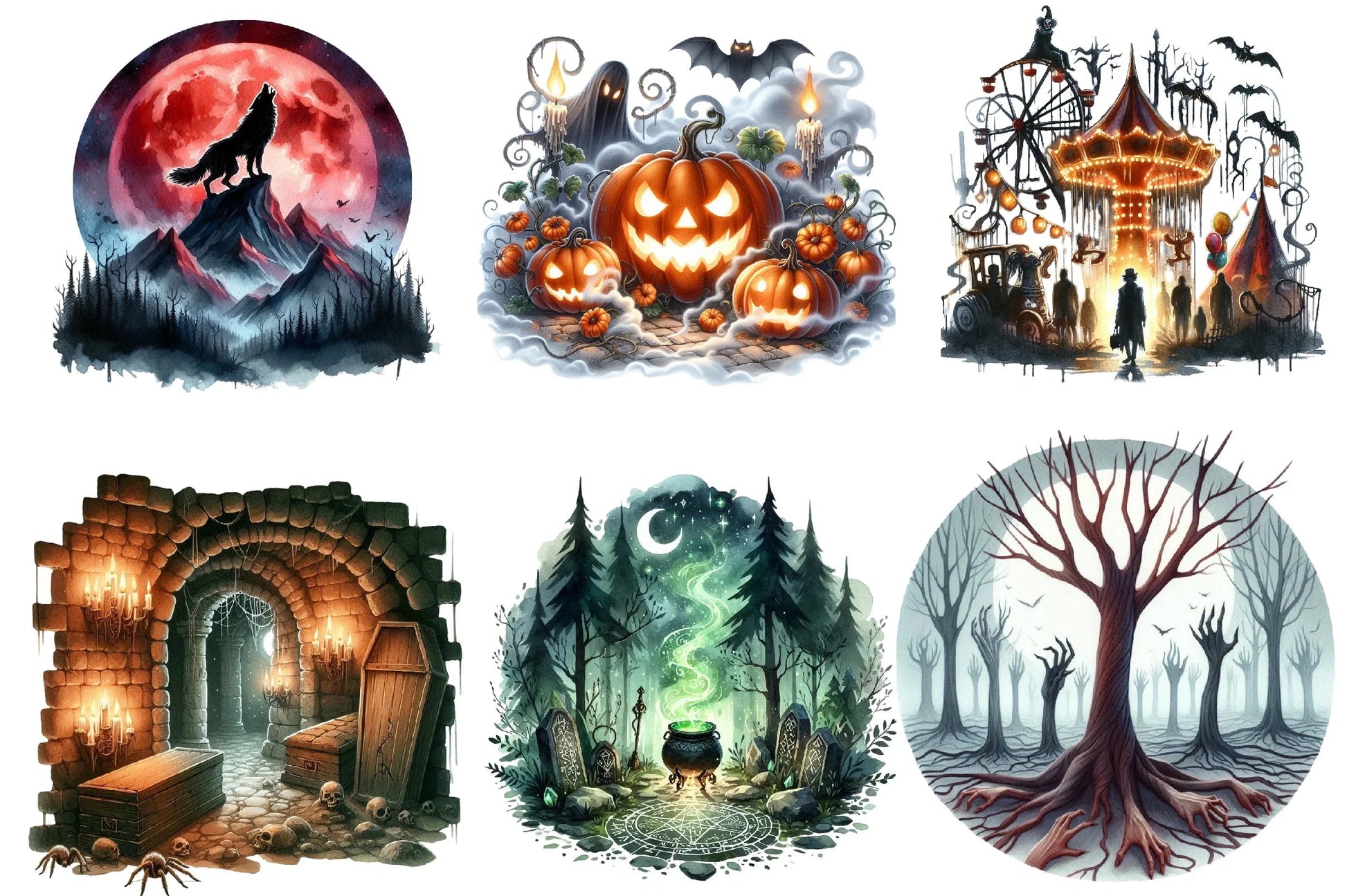 Scary Halloween Background Clipart Bundle - CraftNest - Digital Crafting and Art