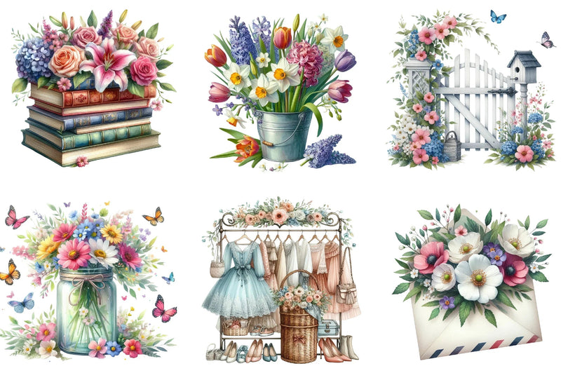 Hello Spring Clipart Bundle - CraftNest - Digital Crafting and Art