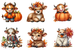 Autumn Cute Bull Clipart Bundle - CraftNest - Digital Crafting and Art