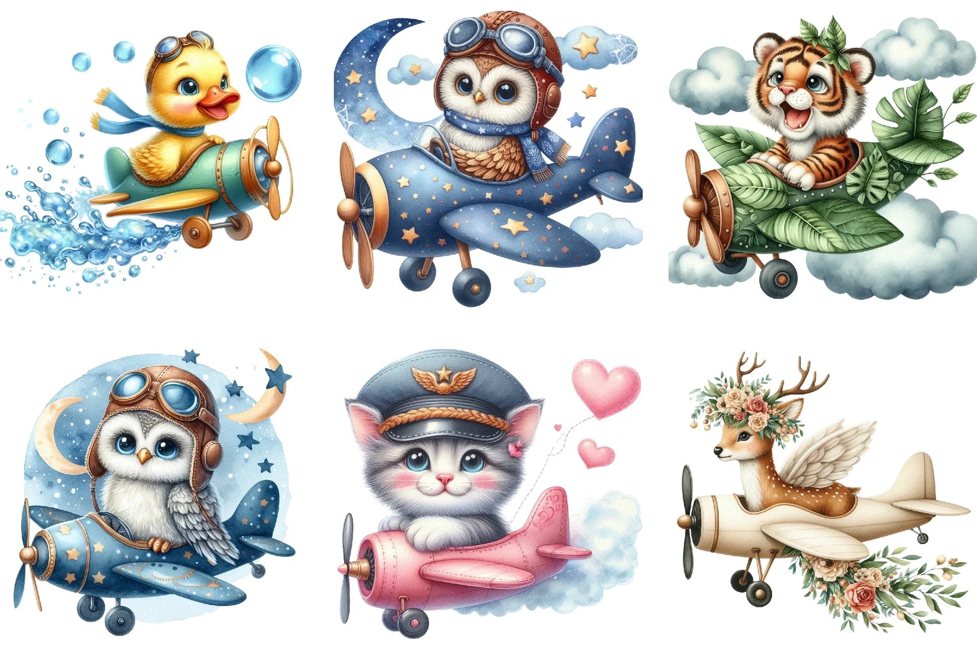 Airplane Cute Animals Clipart Bundle - CraftNest - Digital Crafting and Art