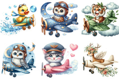 Airplane Cute Animals Clipart Bundle - CraftNest - Digital Crafting and Art