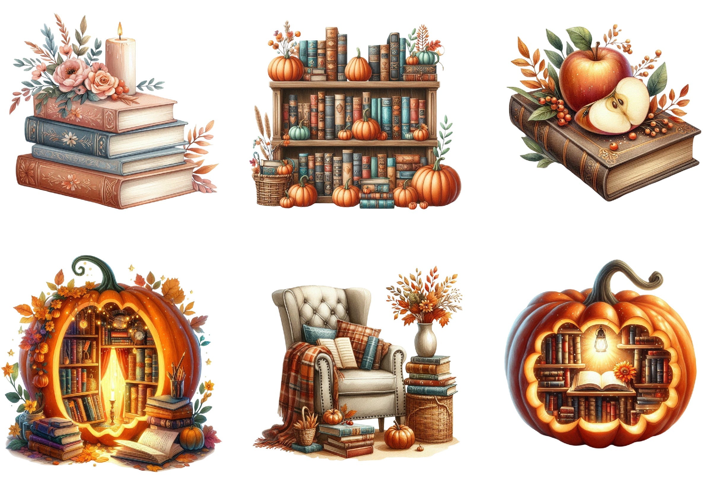 Autumn Books Clipart Bundle