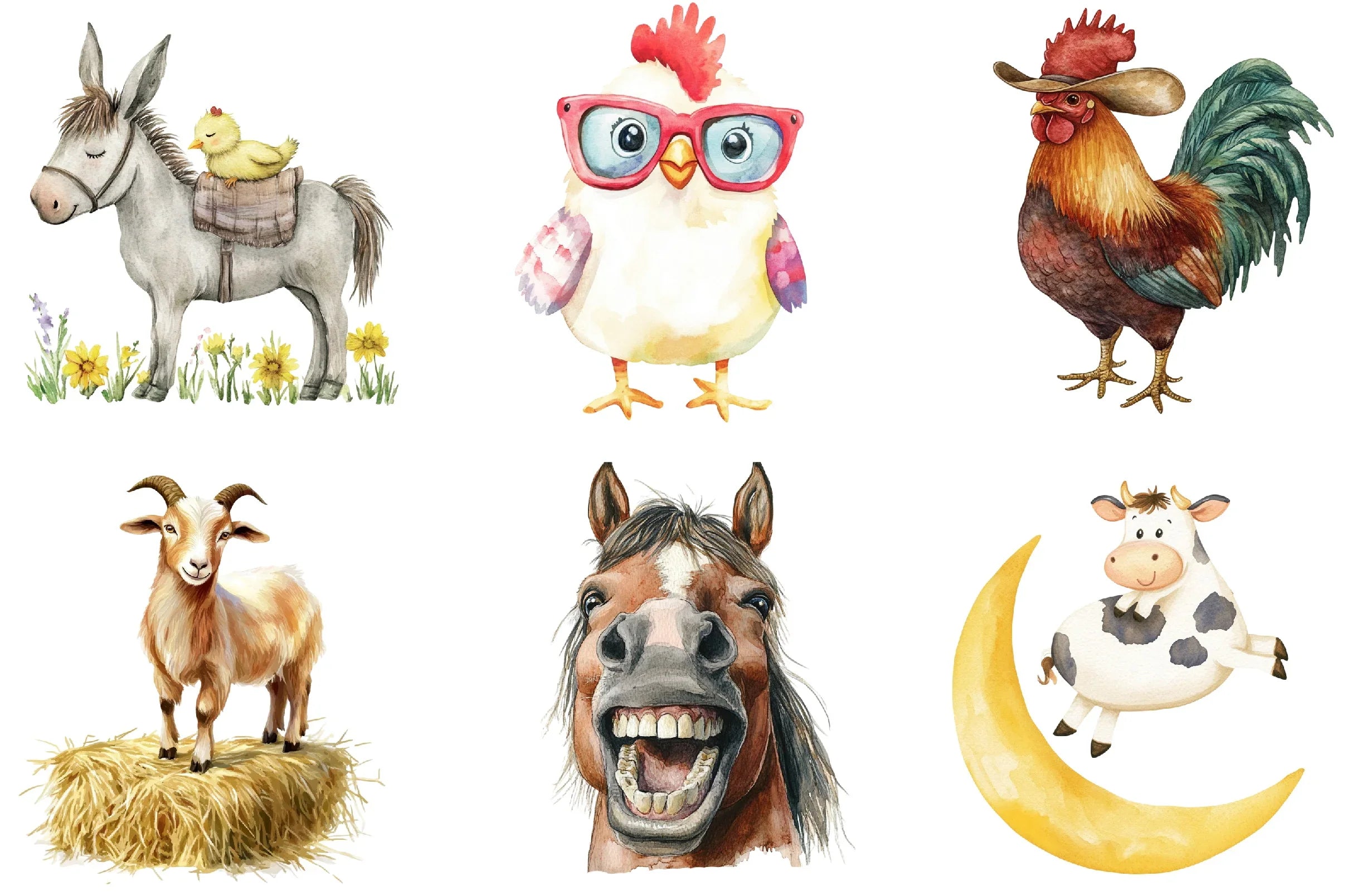 Cute Funny Farm Animals Clipart Bundle - CraftNest - Digital Crafting and Art