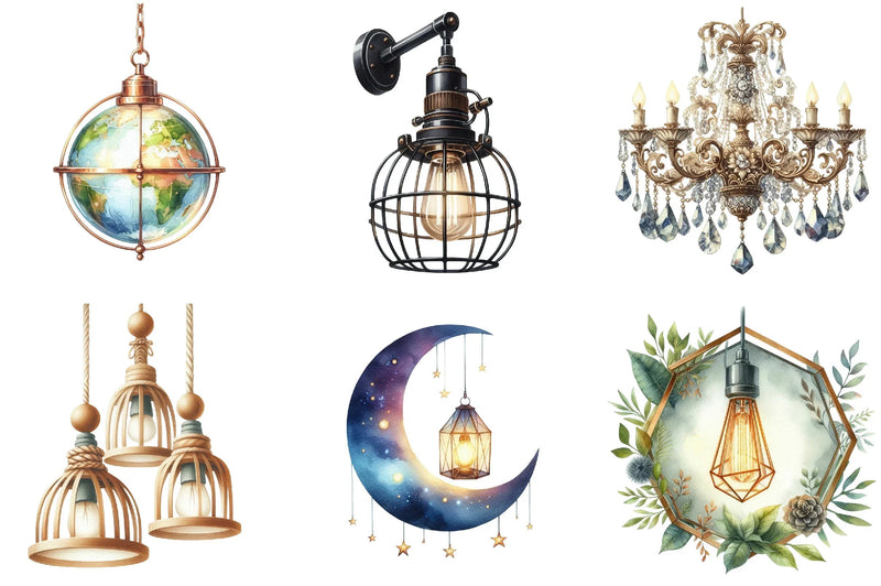 Hanging Light Clipart Bundle - CraftNest - Digital Crafting and Art