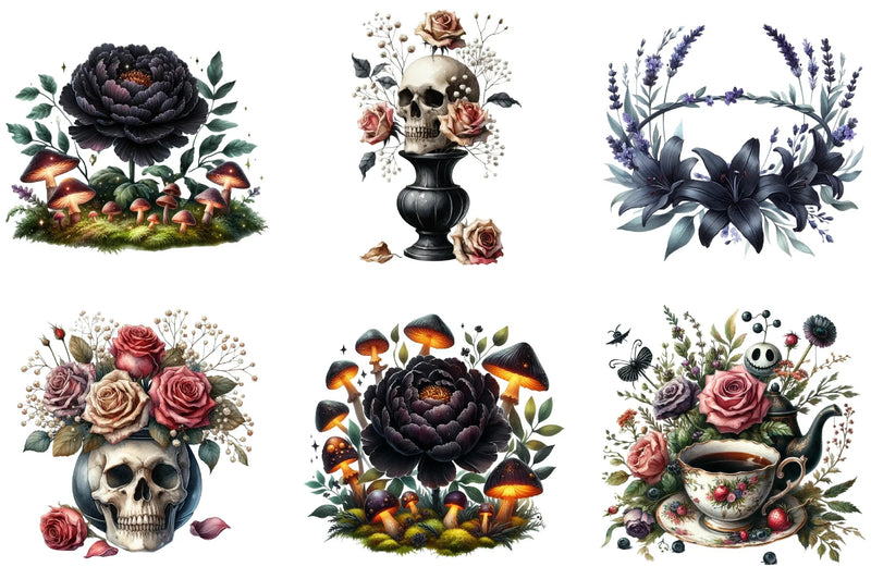 Halloween Flowers Clipart Bundle - CraftNest - Digital Crafting and Art