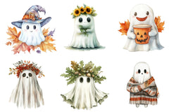 Cute Boho Fall Ghost Clipart Bundle - CraftNest - Digital Crafting and Art