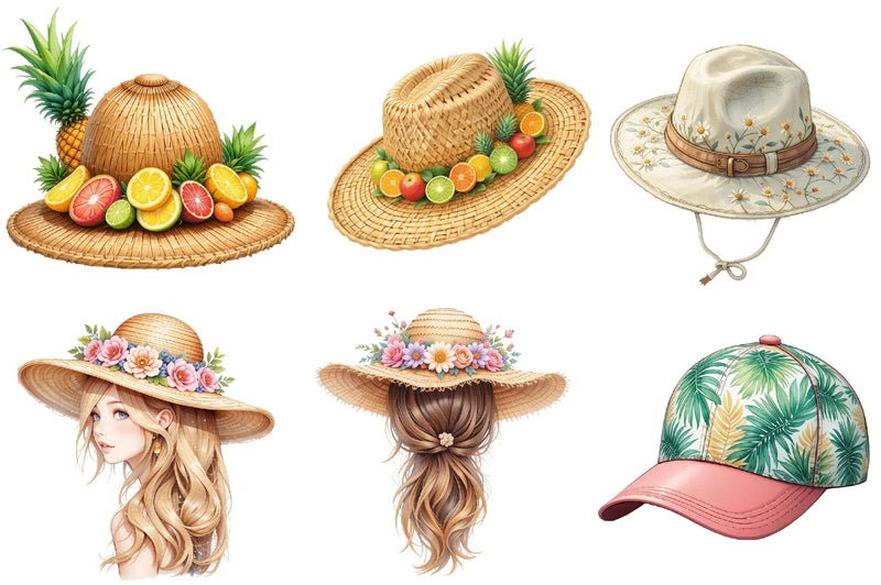 Summer Hat Clipart Bundle - CraftNest - Digital Crafting and Art