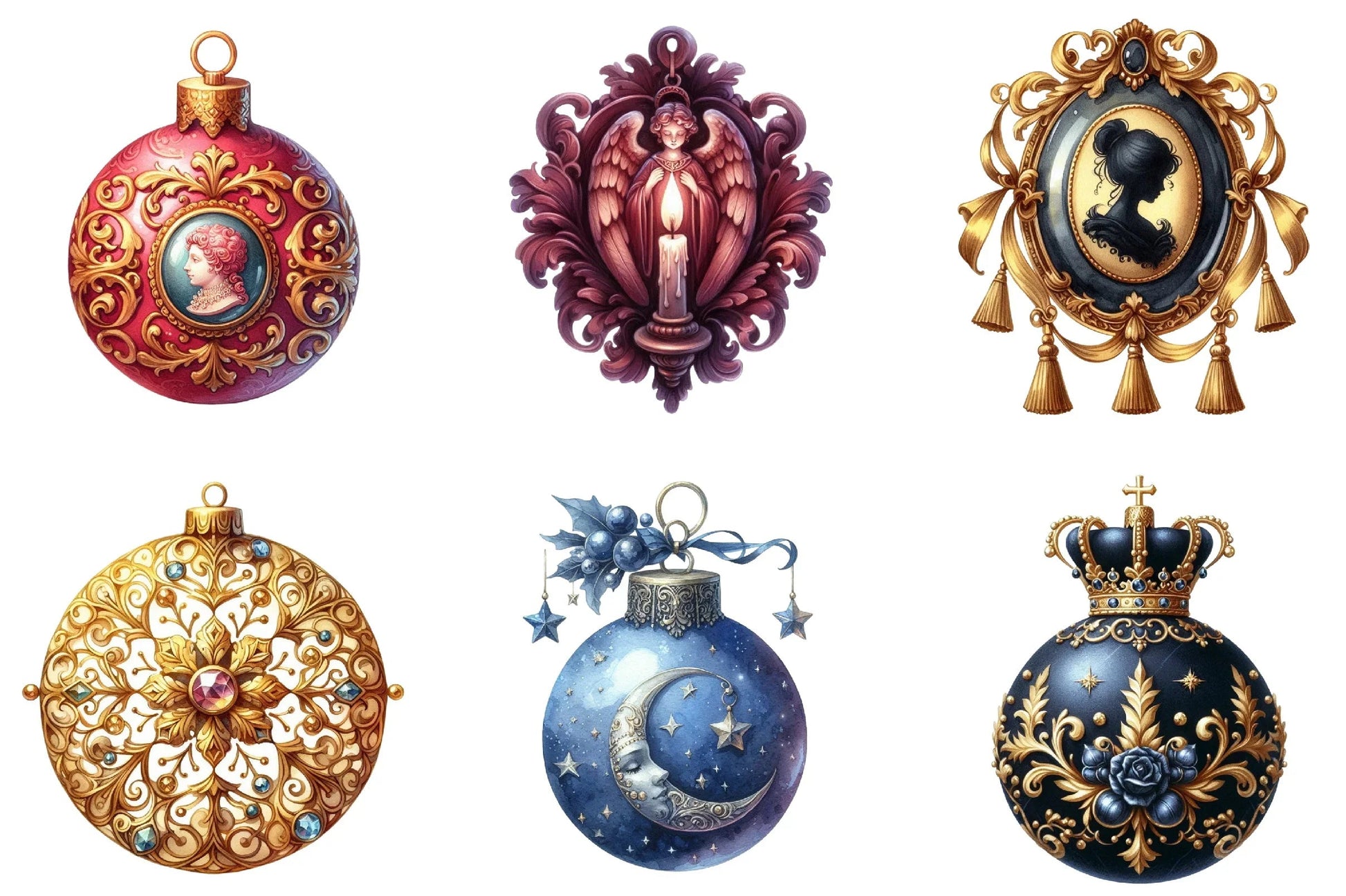Victorian Christmas Balls Clipart Bundle - CraftNest - Digital Crafting and Art