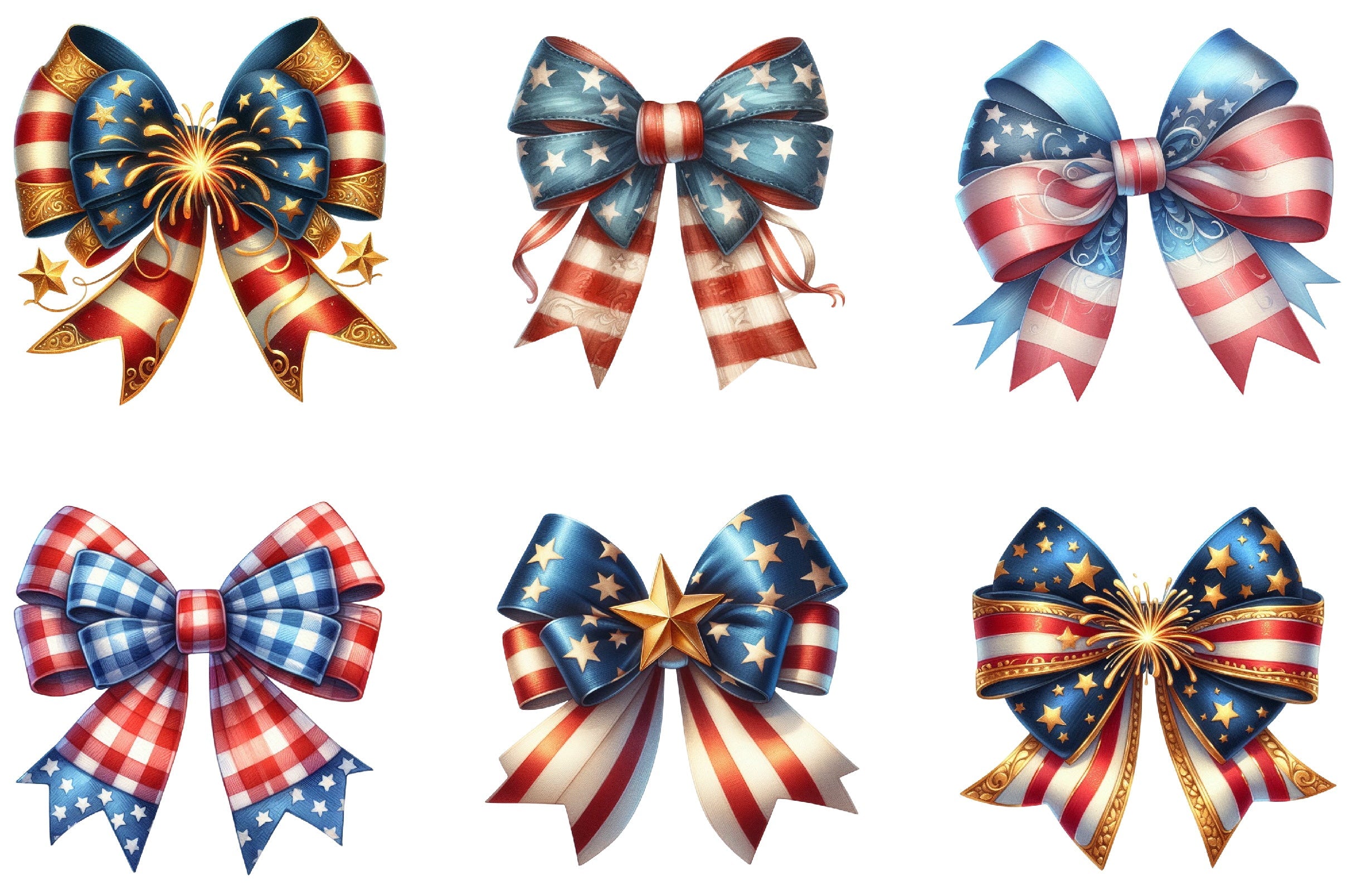 4th of July Bow Clipart Bundle