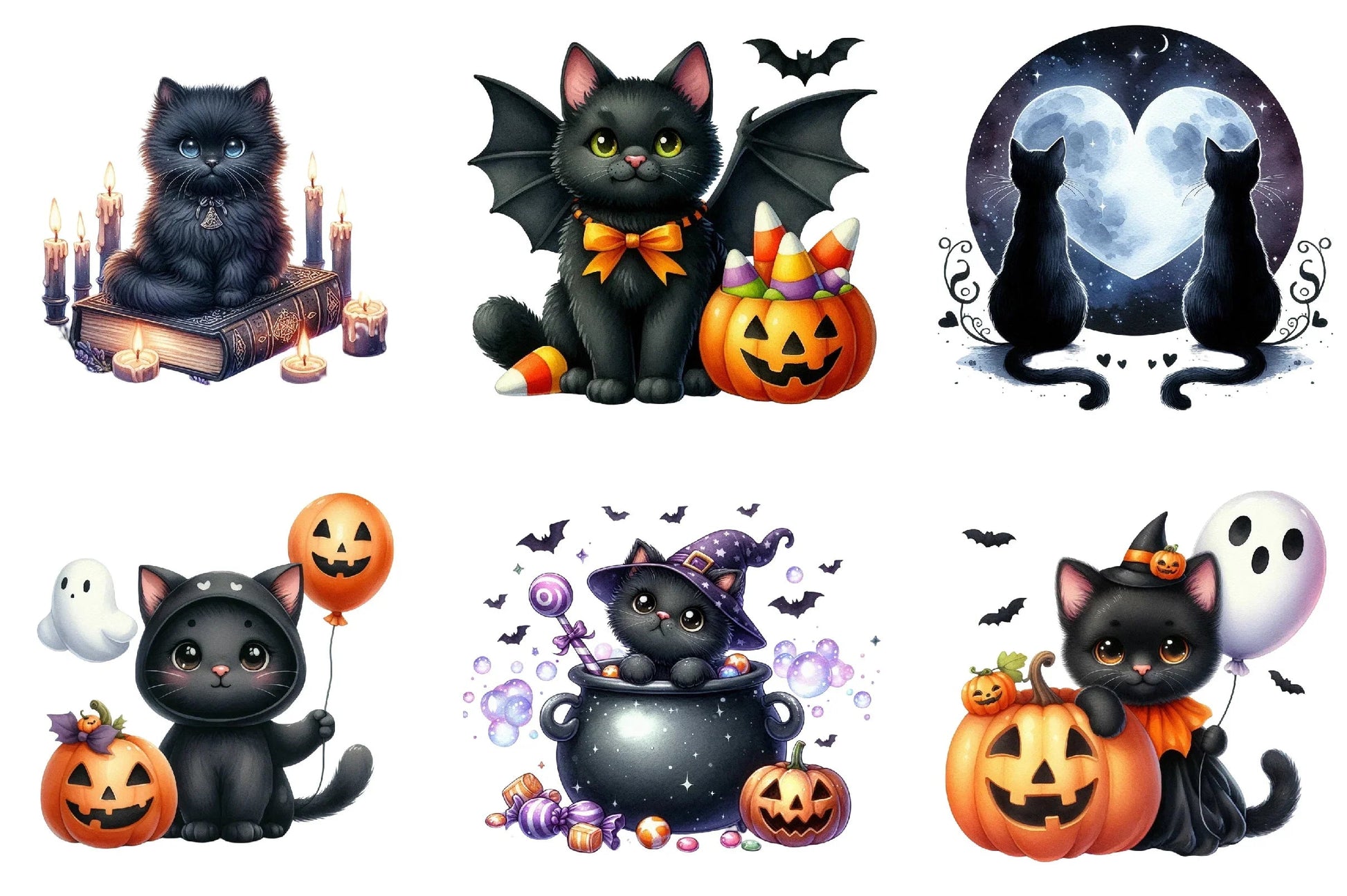 Black Cat Halloween Clipart Bundle - CraftNest - Digital Crafting and Art