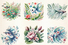 Botanical Spring Fishes Clipart Bundle - CraftNest - Digital Crafting and Art