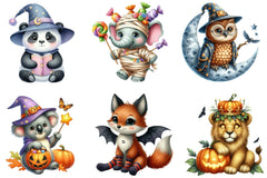 Cute Animal Halloween Clipart Bundle - CraftNest - Digital Crafting and Art