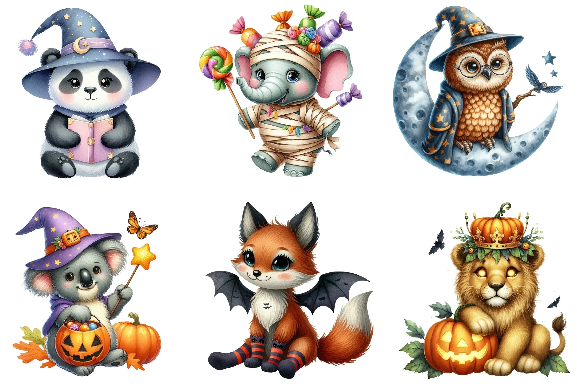 Cute Animal Halloween Clipart Bundle - CraftNest - Digital Crafting and Art