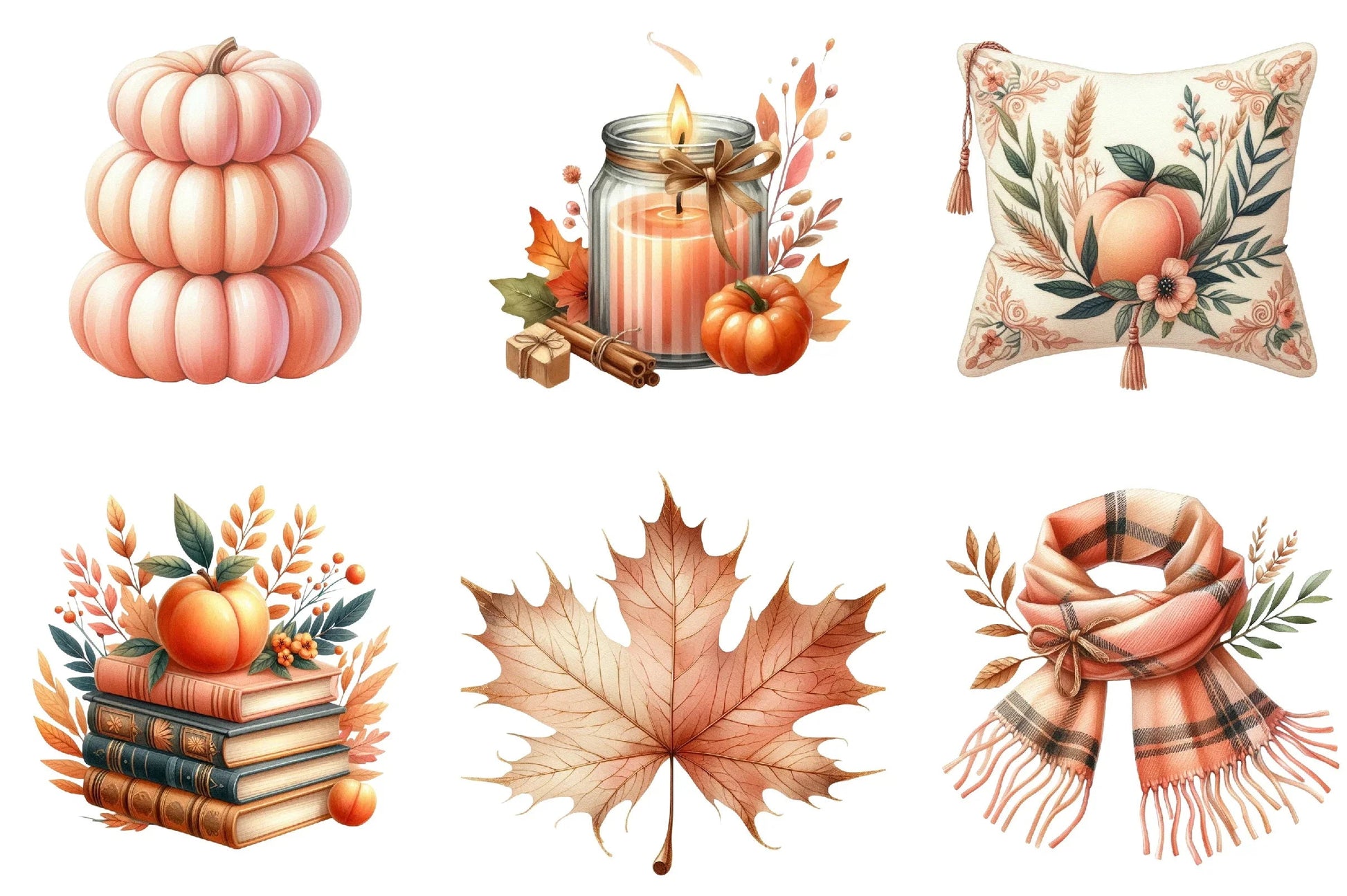 Peach Autumn Clipart Bundle - CraftNest - Digital Crafting and Art