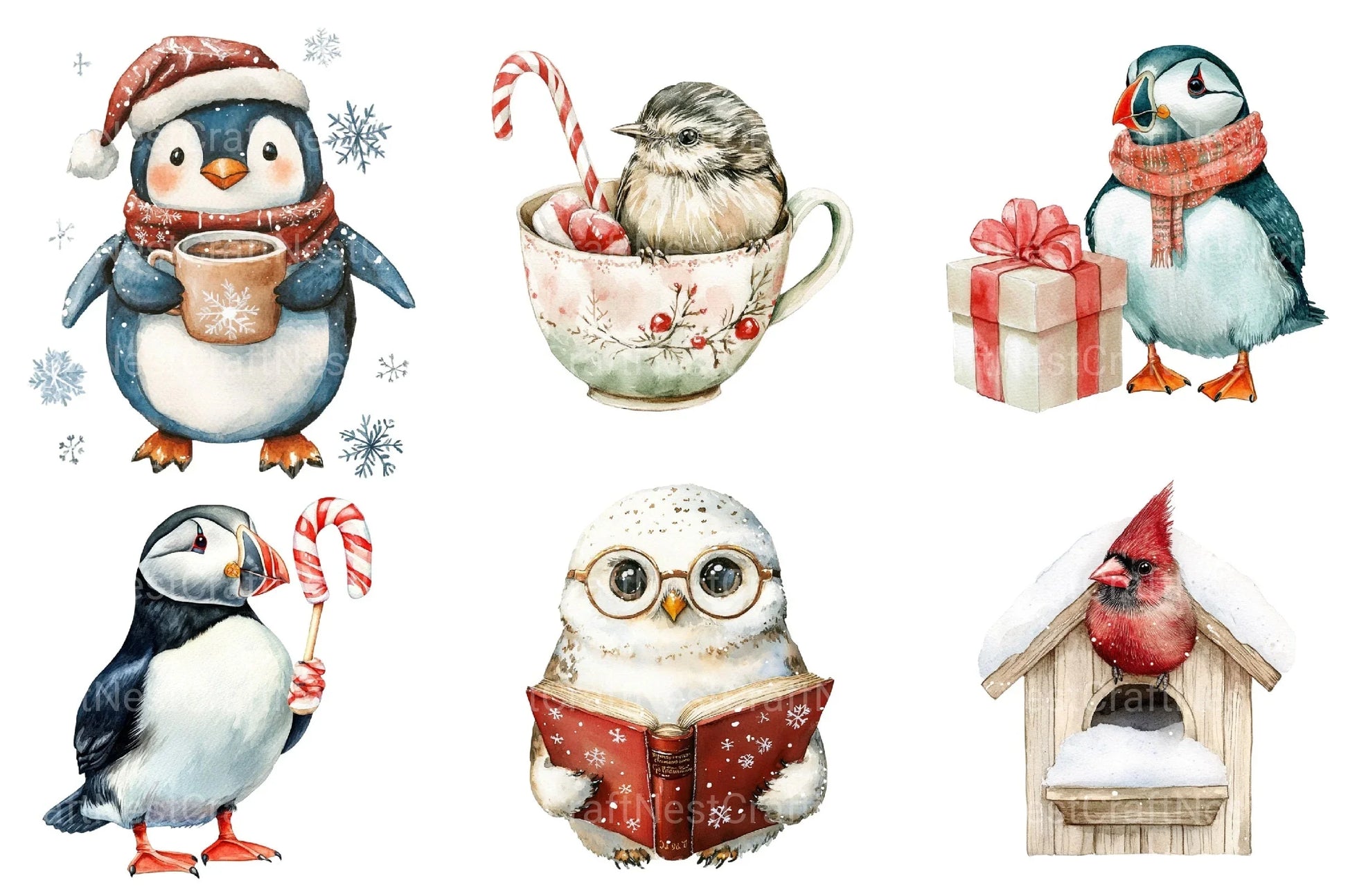 Christmas Bird Clipart Bundle - CraftNest - Digital Crafting and Art