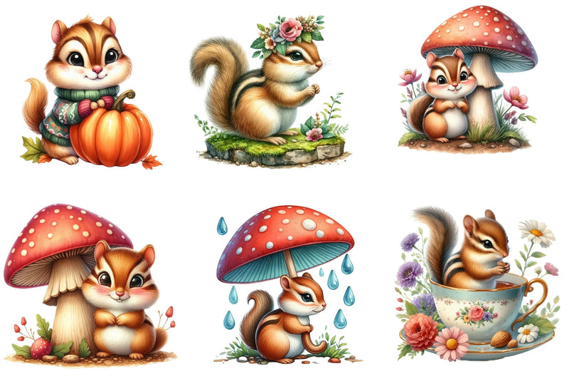 Chipmunk Cute Forest Animal Clipart Bundle - CraftNest - Digital Crafting and Art