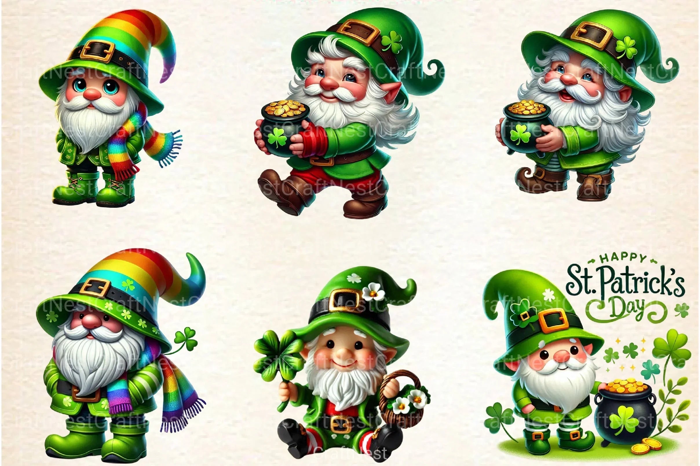 St. Patrick's Day Gnome Clipart Bundle 99 - CraftNest - Digital Crafting and Art