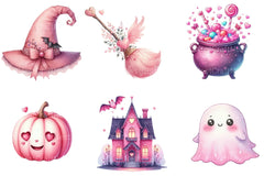 Cute Pink Halloween Clipart Bundle - CraftNest - Digital Crafting and Art