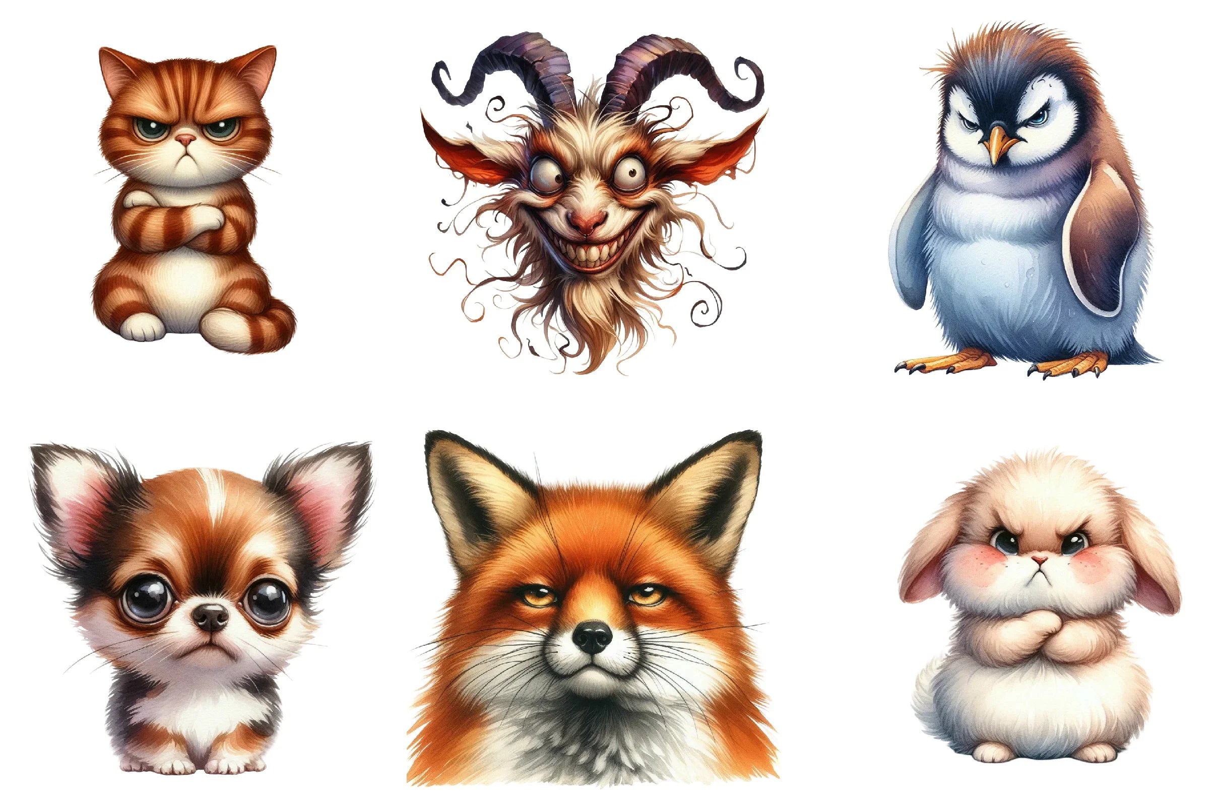Grumpy Animals Clipart Bundle - CraftNest - Digital Crafting and Art