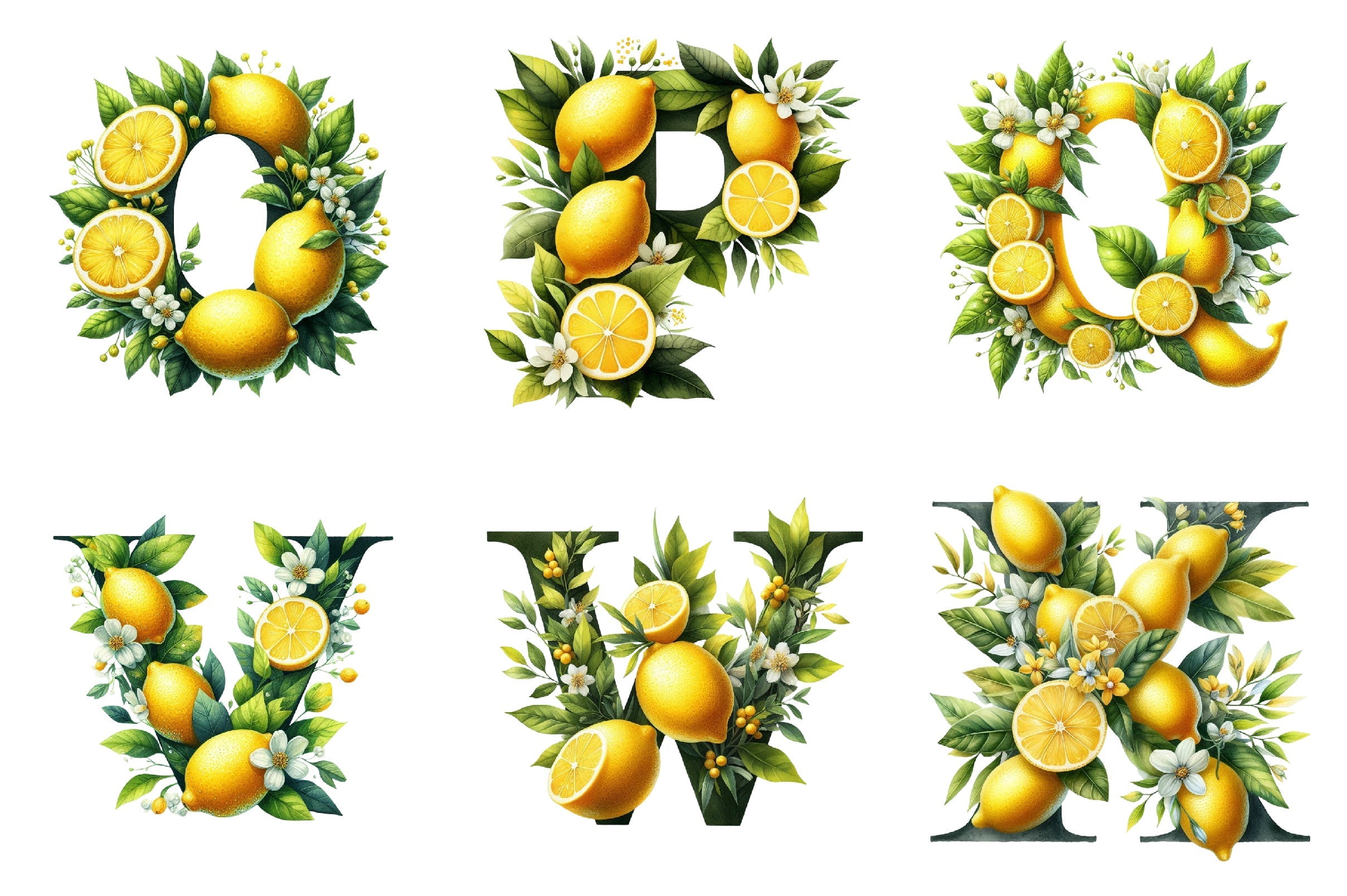 Lemon Alphabet Clipart Bundle