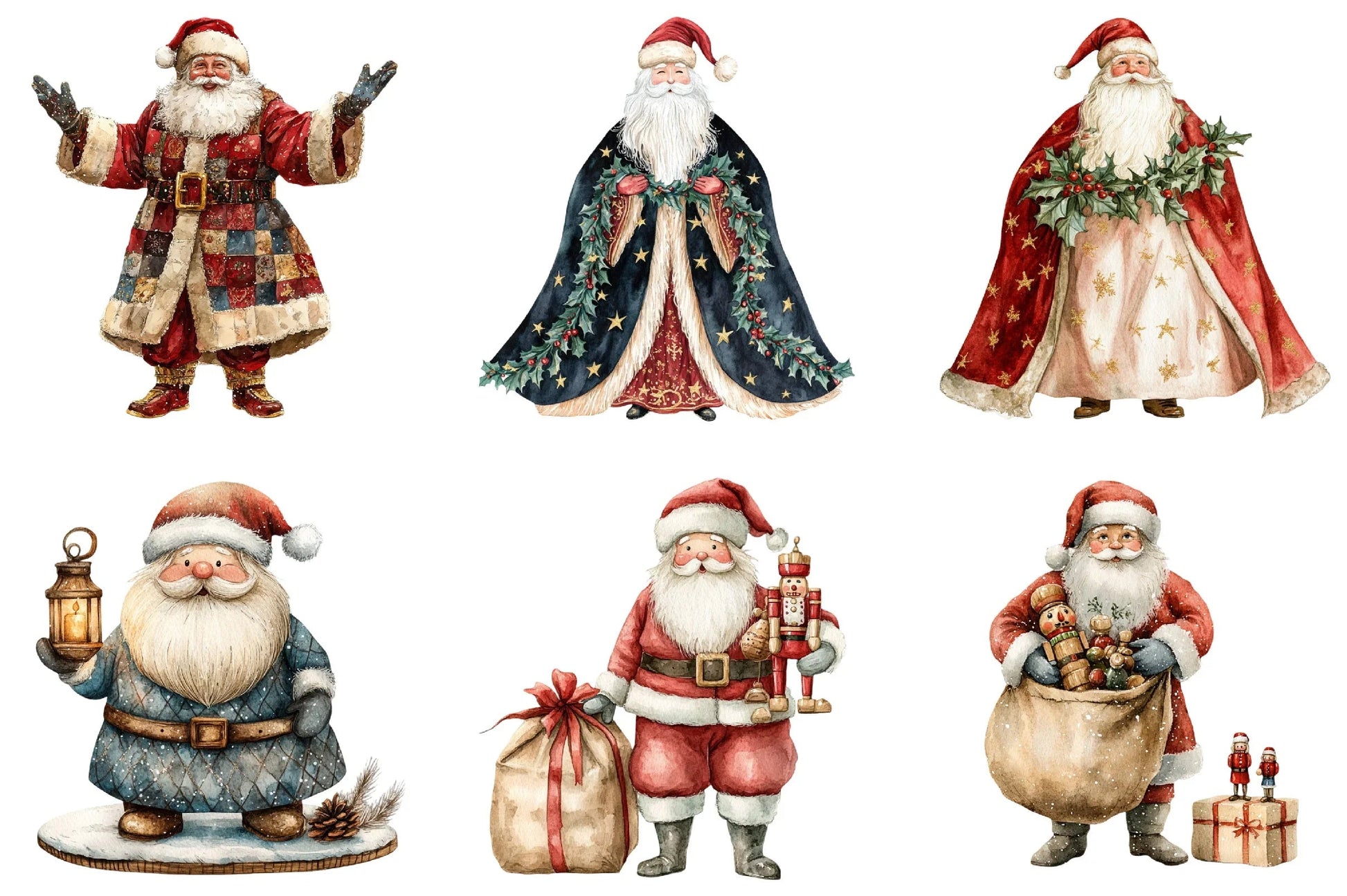 Antique Ornate Santa Clipart Bundle - CraftNest - Digital Crafting and Art