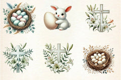 Neutral White Easter Clipart Bundle - CraftNest - Digital Crafting and Art